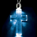 Light Up Necklace - Acrylic Cross Pendant - Blue